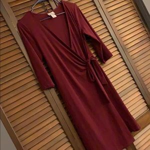 Burgundy Motherhood Maternity Nursing Wrap Dress